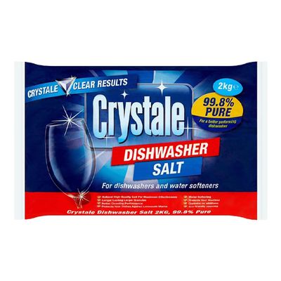 Crystale Dishwasher Salt 2kg Pack of 1 in-Wash Cleaner Detergent Watermark Limescale Grease Remover Degreaser with Welari Thank You Card |(1pack) (2kg)