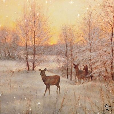 20 Ambiente Paper Napkins Deer at Sunset Vintage Table Decoration with Motif Also for Party or Decoupage 33 x 33 cm