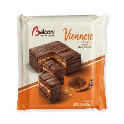 Balconi Cakes (400g) - Premium Quality Italian dessert cake (GMO-Free, Preservative-Free, No Artificial Colors) | (6 Packets, VIENNESE)