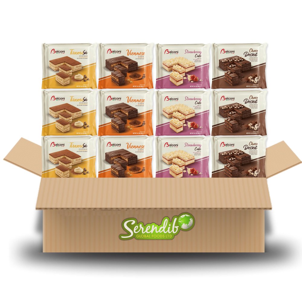 Balconi Cake Assortment 400g each | The Premium Quality Italian Snack | Strawberry, Choco Dessert, Tiramisu & Viennese flavours | (3 Packets Each - Total 12 Pack)