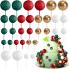 32 Pcs Ball Cake Topper Decorations Balloons Cupcake Topper DIY Cake Insert Topper Foam Cake Balls Cake Decorations for Wedding Anniversary Birthday Cake Decorating (Green,Red,Gold,White) view 1