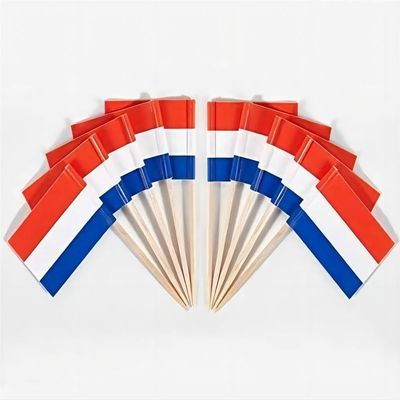 100 Pcs Mini Stick Cupcake Toppers Flags,Party Decoration Celebration Cocktail Food Bar Cake Flags (Netherlands)