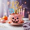 1/2 Way to One Cake Topper, Pumpkin Baby Shower Cake Topper, Halloween Half Year Birthday Party Decoration, Pumpkin Half Way to One Decor Gold & Blue Glitter view 2