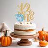 1/2 Way to One Cake Topper, Pumpkin Baby Shower Cake Topper, Halloween Half Year Birthday Party Decoration, Pumpkin Half Way to One Decor Gold & Blue Glitter view 4