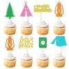 28 Pack Bachelorette Party Cupcake Toppers Camping Single Party Cupcake Picks for Valentine Wedding Engagement Bridal Shower Hen Funny Party Birthday Cake Decorations green view 1