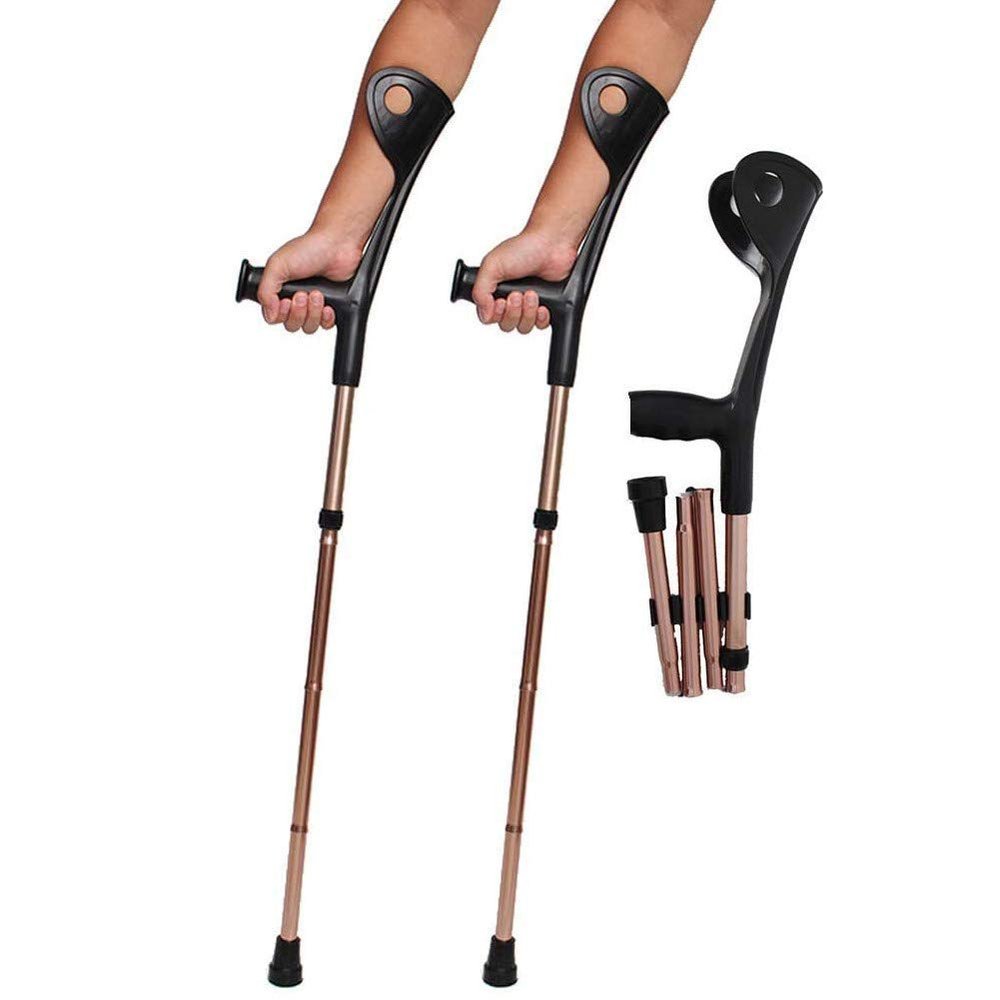 (1 Pair) Forearm Crutches with Adjustable Support, Crutches Adults, Crutches Golden, Open Cuff Crutches, for Mobility and Accessibility After a Leg Injury or Surgery, Mobility Aid for Foot Selfless
