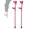 1 Pair Aluminum Forearm Crutch, Push Button Adjustable Height Crutches, Ergonomic Open Cuff Crutches for Men/Women, Supports Up to 100 Kg/220 Lbs, Black/Pink/Blue decorate Warm life (Pink) Selfless view 1