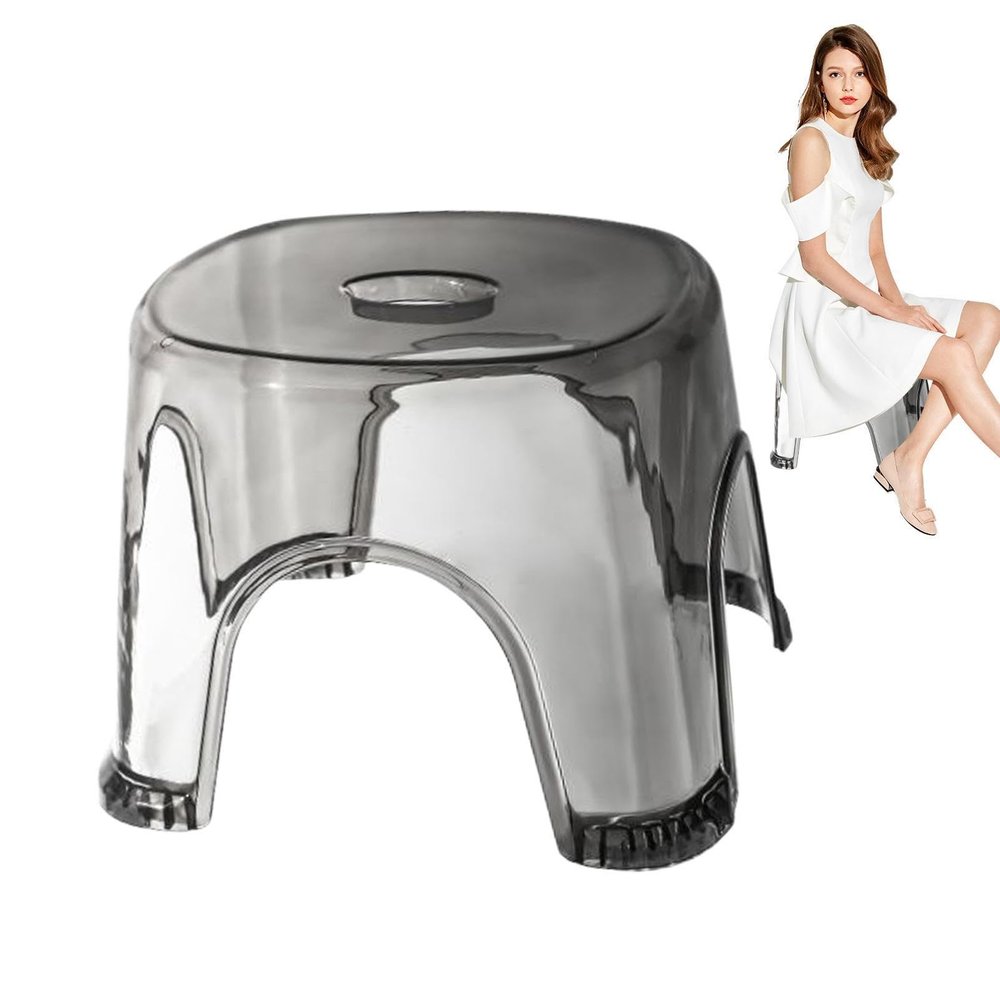 Transparent Shower Footstool - Small Shower Bench, Portable Shoe Change Stool Shelf | Non-Slip and Waterproof Transparent Stool, Lucite Bathroom Footrest for Small Shower Rooms at Bed in
