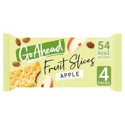 Go Ahead Apple Crispy Fruit Slices Snack Bars, 4 x 43.6g (Pack of 5), 54 kcal per slice, Source of Fibre, Crispy, Crunchy, Fruity, No Artificial Colours or Flavours, Suitable for Vegetarians
