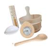 Colcolo Sauna Wooden Bucket and Ladle Kit,Sauna Accessories Set,Lamp,Thermometer for Sauna Room Sauna Heater Bathing SPA Centers Home view 1