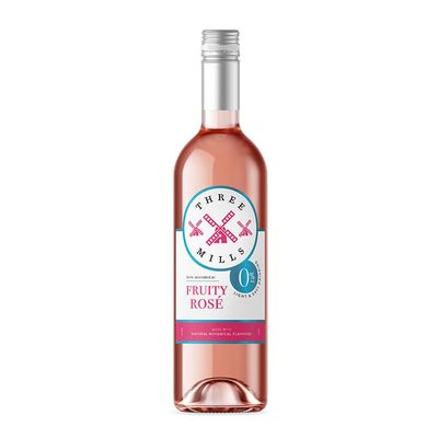 Three Mills 0% ABV British Made Fruity Ros Wine | Light and Fruity Non-Alcoholic Wine | 75cl Bottle