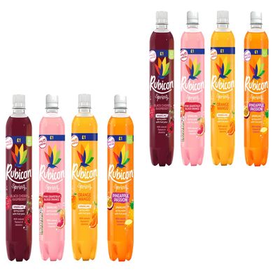 Random Mixed Rubiconn Spring Black Cherry Raspberry, Orange Mango, Strawberry Kiwi, Pink Grapefruit Blood Orange - Sparkling Spring Water with Fruit Juice 500ml (12 Miixed)