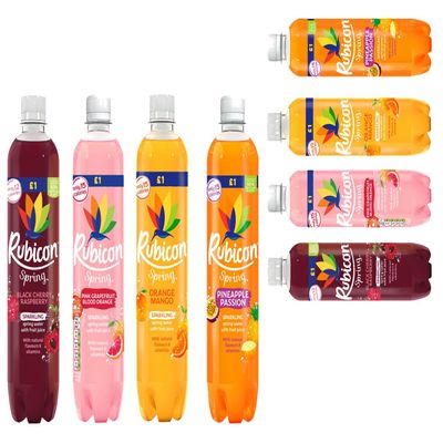 Random Mixed Rubiconn Spring Black Cherry Raspberry, Orange Mango, Strawberry Kiwi, Pink Grapefruit Blood Orange - Sparkling Spring Water with Fruit Juice 500ml (04 Mixed)