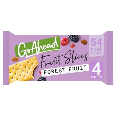 Go Ahead Forest Fruit Crispy Fruit Slices Snack Bars, 4 x 43.6g (Pack of 5), 54 kcal per slice, Source of Fibre, Crispy, Crunchy, Fruity, No Artificial Colours or Flavours, Suitable for Vegetarians