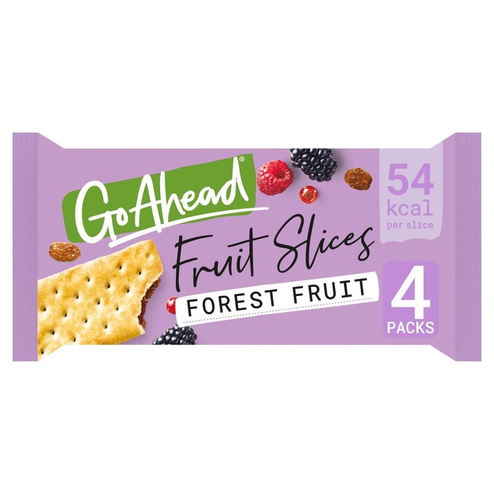 Go Ahead Forest Fruit Crispy Fruit Slices Snack Bars, 4 x 43.6g (Pack of 5), 54 kcal per slice, Source of Fibre, Crispy, Crunchy, Fruity, No Artificial Colours or Flavours, Suitable for Vegetarians