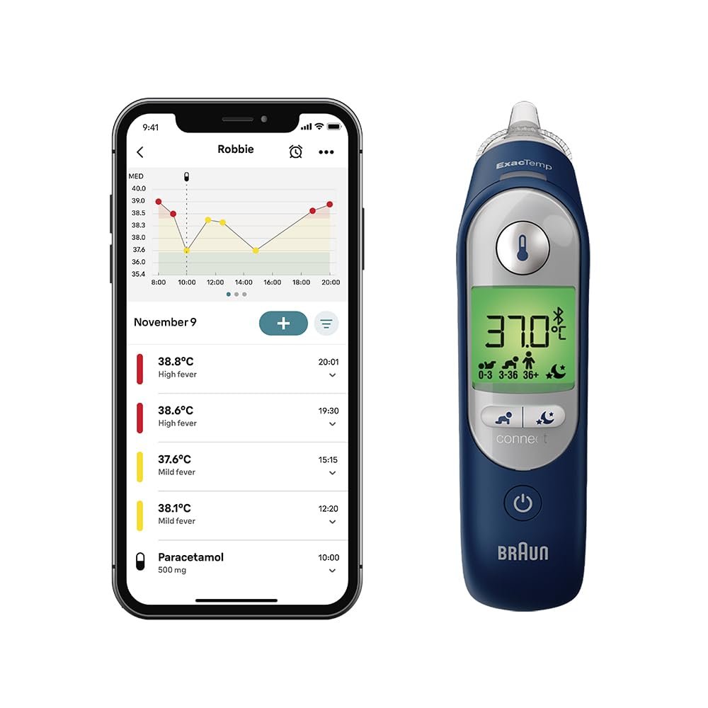 Braun ThermoScan 7+ connect Ear thermometer | Braun Family Care app Compatible | Age Precision Technology | Baby and Infant Friendly | #1 Brand among doctors | IRT6575