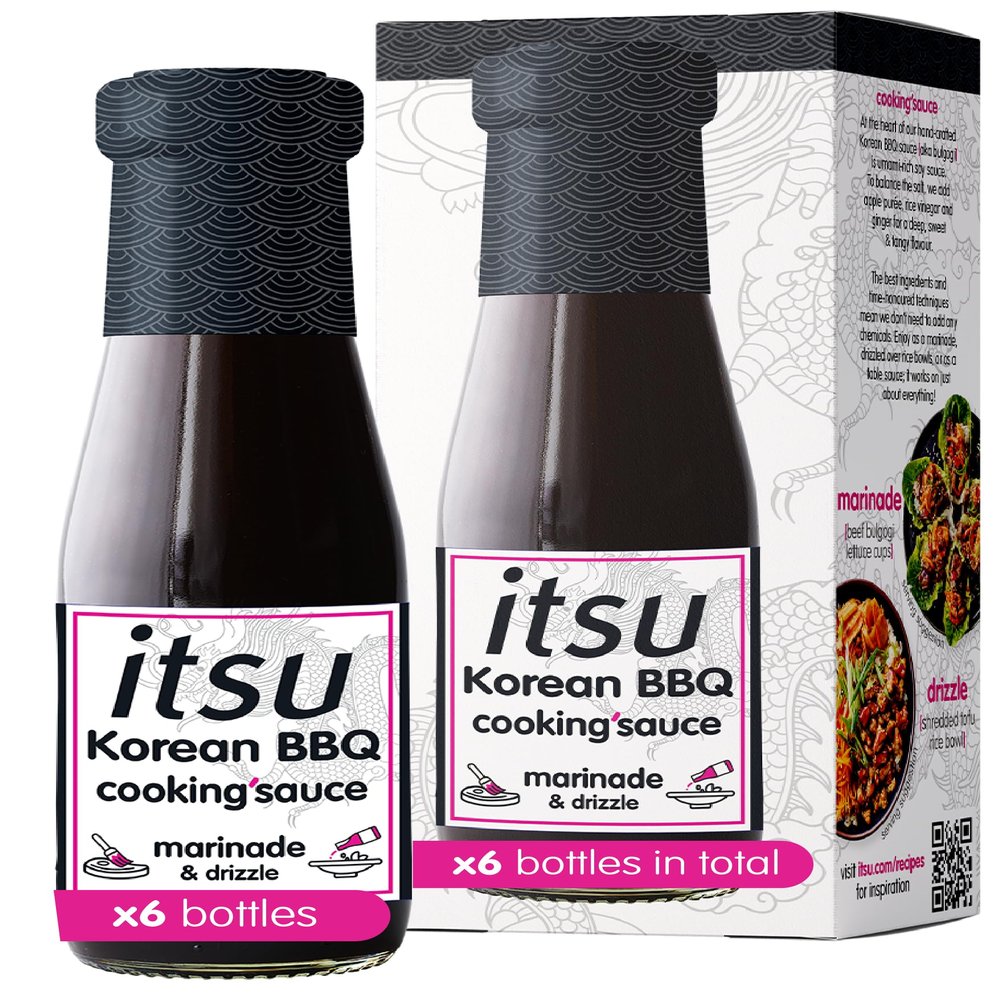 itsu Korean BBQ Cooking Sauce 200ml | Asian-Inspired | Authentic Korean BBQ Flavour | Vegan | Pack of 6