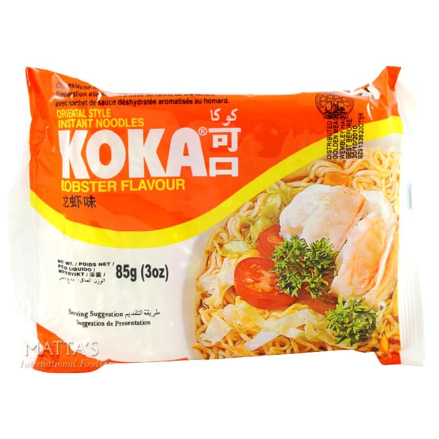 Instant Noodle Bundle Pack with Koka The Original Lobster Flavour Oriental Instant Noodles (30 x 85g) - 1 Pack | Full Case: (30 x 85g Each).