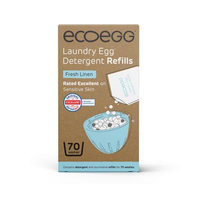 ecoegg Laundry Egg Refills Non Bio Laundry Detergent for Sensitive Skin 70 Washes Fresh Linen
