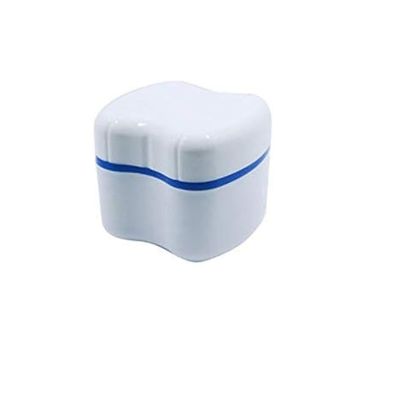 Denture Case with Strainer Basket,Denture Cup False Teeth Storage Container,Portable False Teeth Bath Cleaning Box