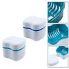 Denture Case with Strainer Basket,Denture Cup False Teeth Storage Container,Portable False Teeth Bath Cleaning Box view 4