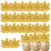 24 Pcs Happy Thanksgiving Cupcake Topper Fall Maple Leaf Shaped Acrylic Mirror Disc Cake Topper Engraved Happy Thanksgiving Decorations for Autumn Thanksgiving Day (Gold) view 1