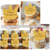 24 Pcs Happy Thanksgiving Cupcake Topper Fall Maple Leaf Shaped Acrylic Mirror Disc Cake Topper Engraved Happy Thanksgiving Decorations for Autumn Thanksgiving Day (Gold) view 3