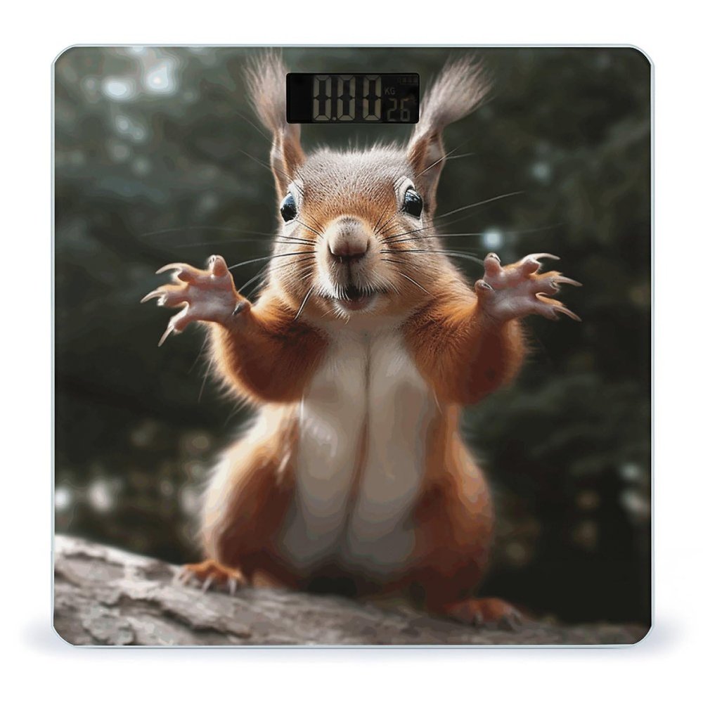 Weight Scale, Squirrel Funny Animal1 Print Digital Scale Bathroom Scale LCD Display Scale Body Weight Scale Portable Scale