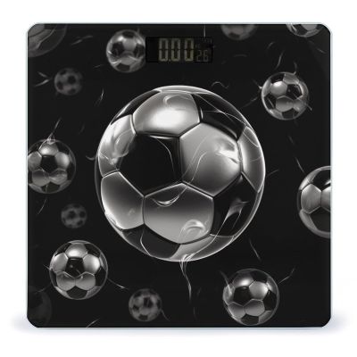 Weight Scale, Soccer Black Print Digital Scale Bathroom Scale LCD Display Scale Body Weight Scale Portable Scale