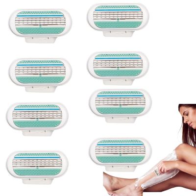 8Pcs Replacement Razor Blades Compatible with Gillette Venus Smooth Razor Women's Razors Blades Refills Triple-Layer Pivoting Head Washable Effortless Glide Easy to Replace for Women Men