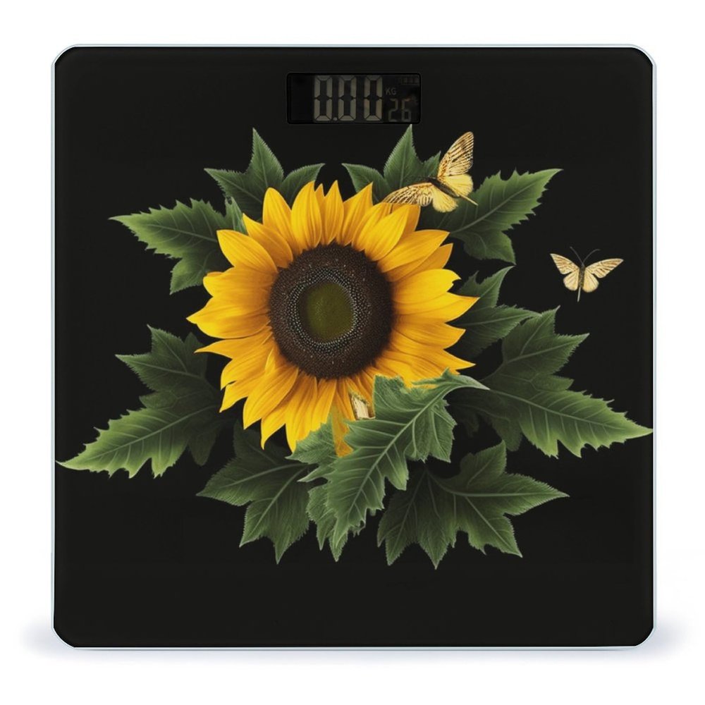 Weight Scale, Weed with Sunflower Print Digital Scale Bathroom Scale LCD Display Scale Body Weight Scale Portable Scale