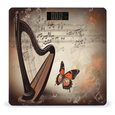 Weight Scale, Music Background with Harp and Butterfly Print Digital Scale Bathroom Scale LCD Display Scale Portable Scale Fitness Scale Household Scale