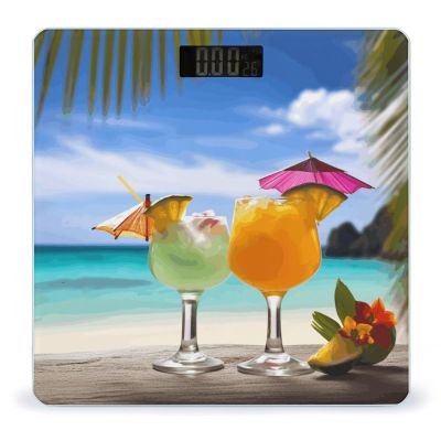Weight Scale, Tropical Beach Drink Print Digital Scale Bathroom Scale LCD Display Scale Body Weight Scale Portable Scale