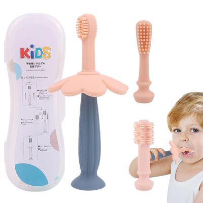 Bexdug Kids Silicone Toothbrush,Gentle Cleaning Kids Teeth Silicone Toothbrush | Outdoor Portable Toothbrush Includes 2 Replacing Brush Heads for Camping, Nursery, Bathroom