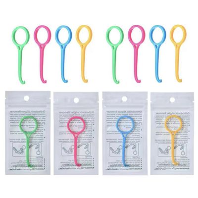 8 Pieces Aligner Removal Tool Invisible Aligner Remover Tool Kits Invisible Aligner Braces Remover Hook for Tooth Cleaning Oral Care (Individual Packs-Blue+Yellow+Green+Pink)
