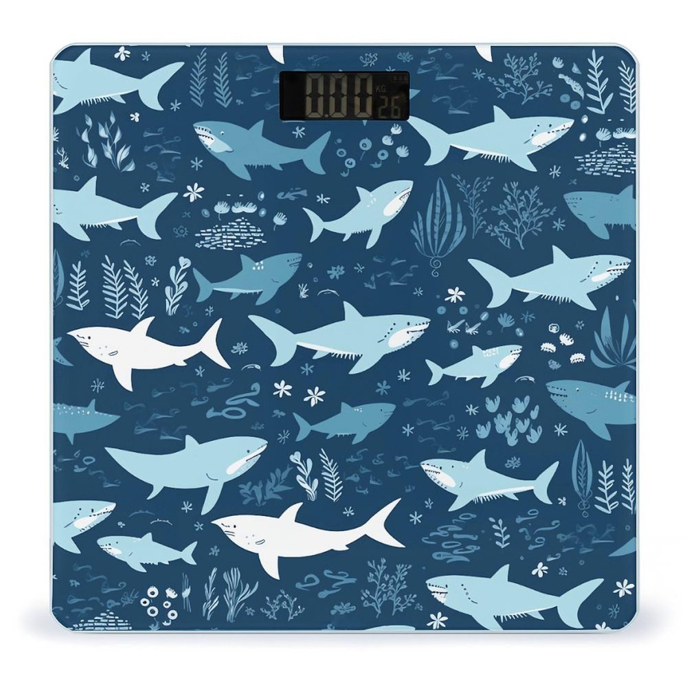 Weight Scale, Sharksm Print Digital Scale Bathroom Scale LCD Display Scale Body Weight Scale Portable Scale
