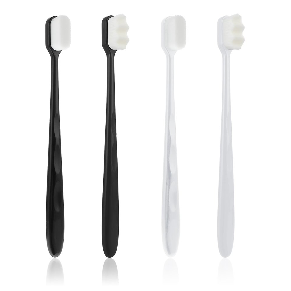 Portable Bristle Toothbrush with Wavy/Flat Bristles Floss Micro Nano Toothbrush,Good Cleaning Effect for Sensitive Teeth Oral Gum Recession