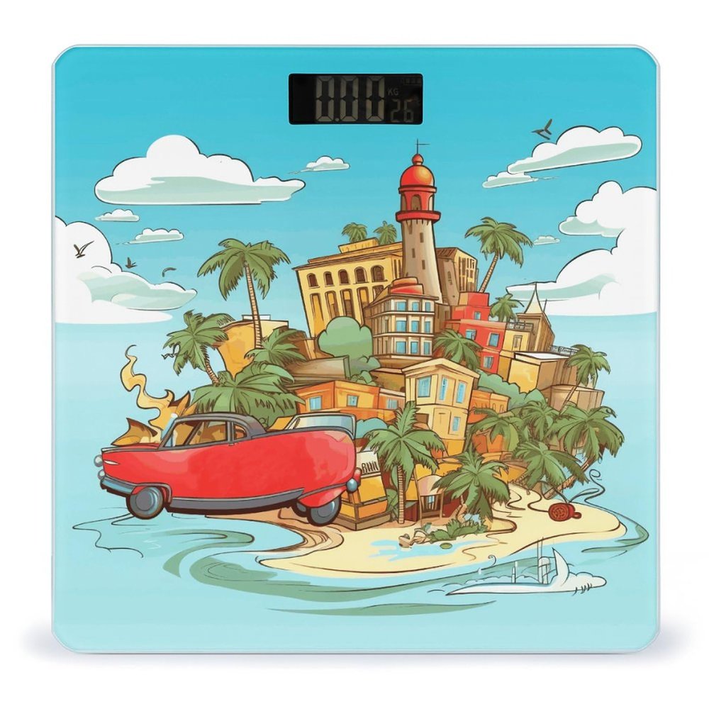 Weight Scale, Island of Cuba Print Digital Scale Bathroom Scale LCD Display Scale Portable Scale Fitness Scale Household Scale