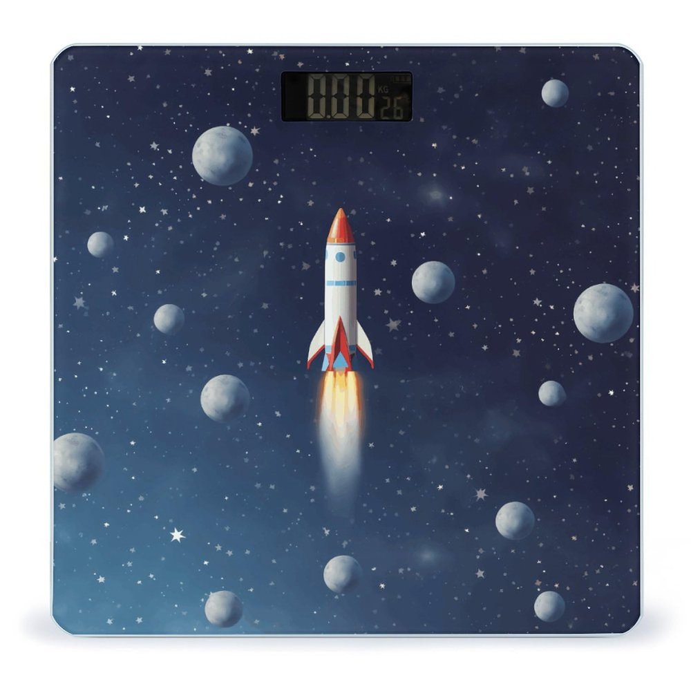 Weight Scale, Rocket in Space Print Digital Scale Bathroom Scale LCD Display Scale Body Weight Scale Portable Scale