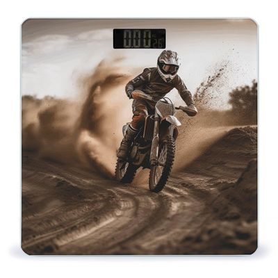 Weight Scale, Motocross Print Digital Scale Bathroom Scale LCD Display Scale Portable Scale Fitness Scale Household Scale