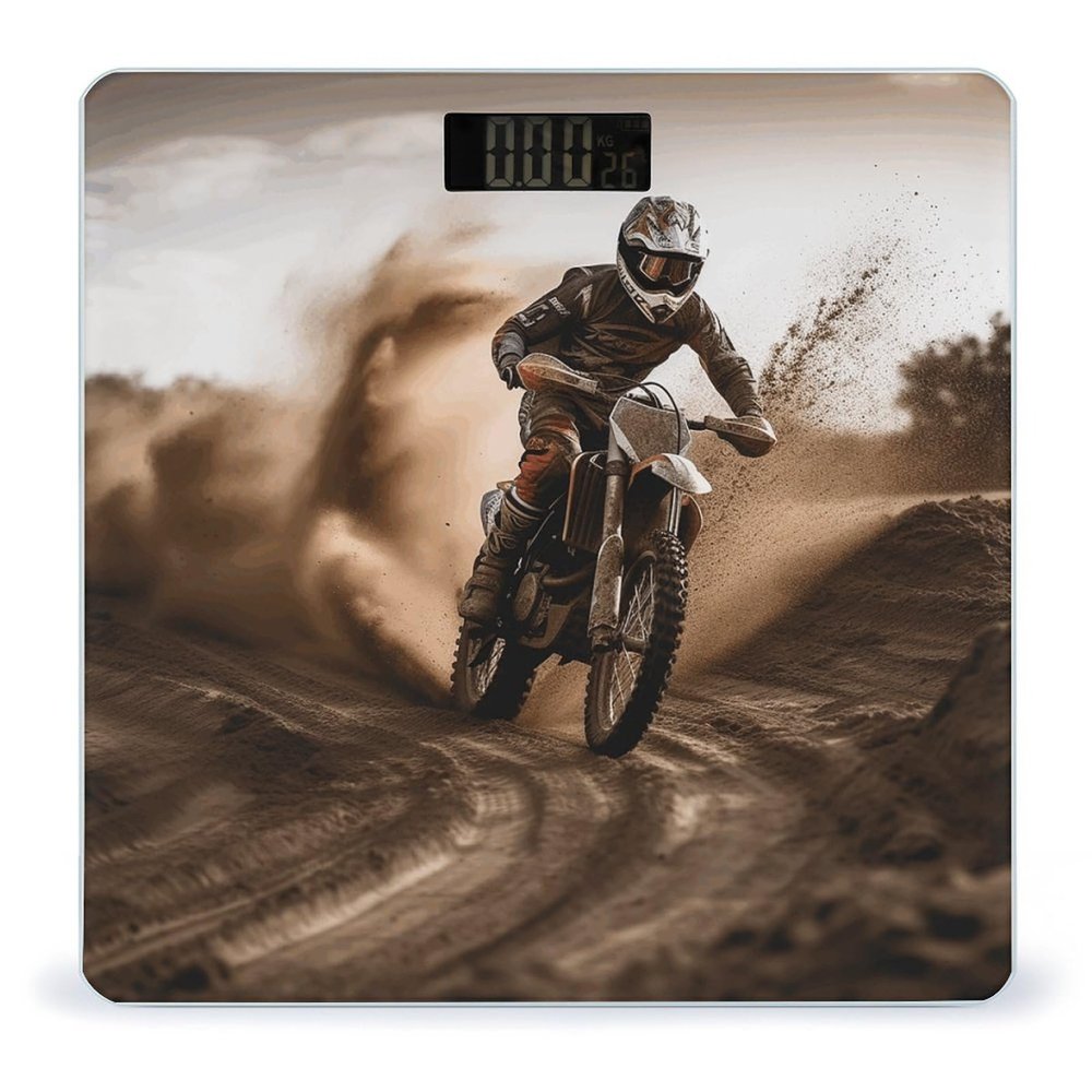 Weight Scale, Motocross Print Digital Scale Bathroom Scale LCD Display Scale Portable Scale Fitness Scale Household Scale