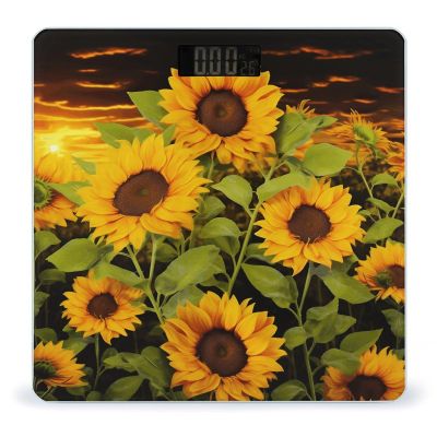 Weight Scale, Sun Flower Print Digital Scale Bathroom Scale LCD Display Scale Body Weight Scale Portable Scale