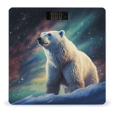 Weight Scale, Northern Lights Polar Bear Print Digital Scale Bathroom Scale LCD Display Scale Portable Scale Fitness Scale Household Scale