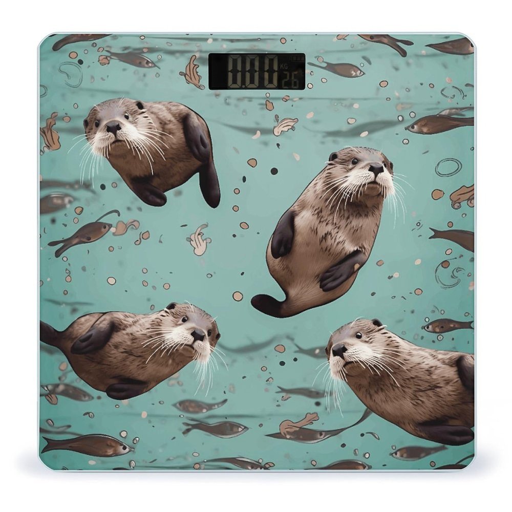 Weight Scale, Otters Print Digital Scale Bathroom Scale LCD Display Scale Portable Scale Fitness Scale Household Scale
