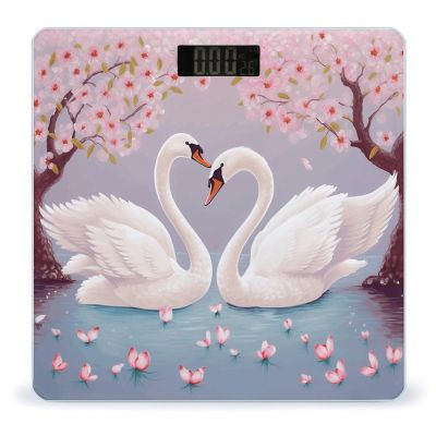 Weight Scale, White Swans with Floral Tree Print Digital Scale Bathroom Scale LCD Display Scale Body Weight Scale Portable Scale
