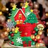 LaVenty Christmas Tree Cake Topper Christmas House Cake Decoration Green Red Balls Snowflake Cake Decoration Gingerbread House Cake Decoration for Christmas Party Supplies view 4