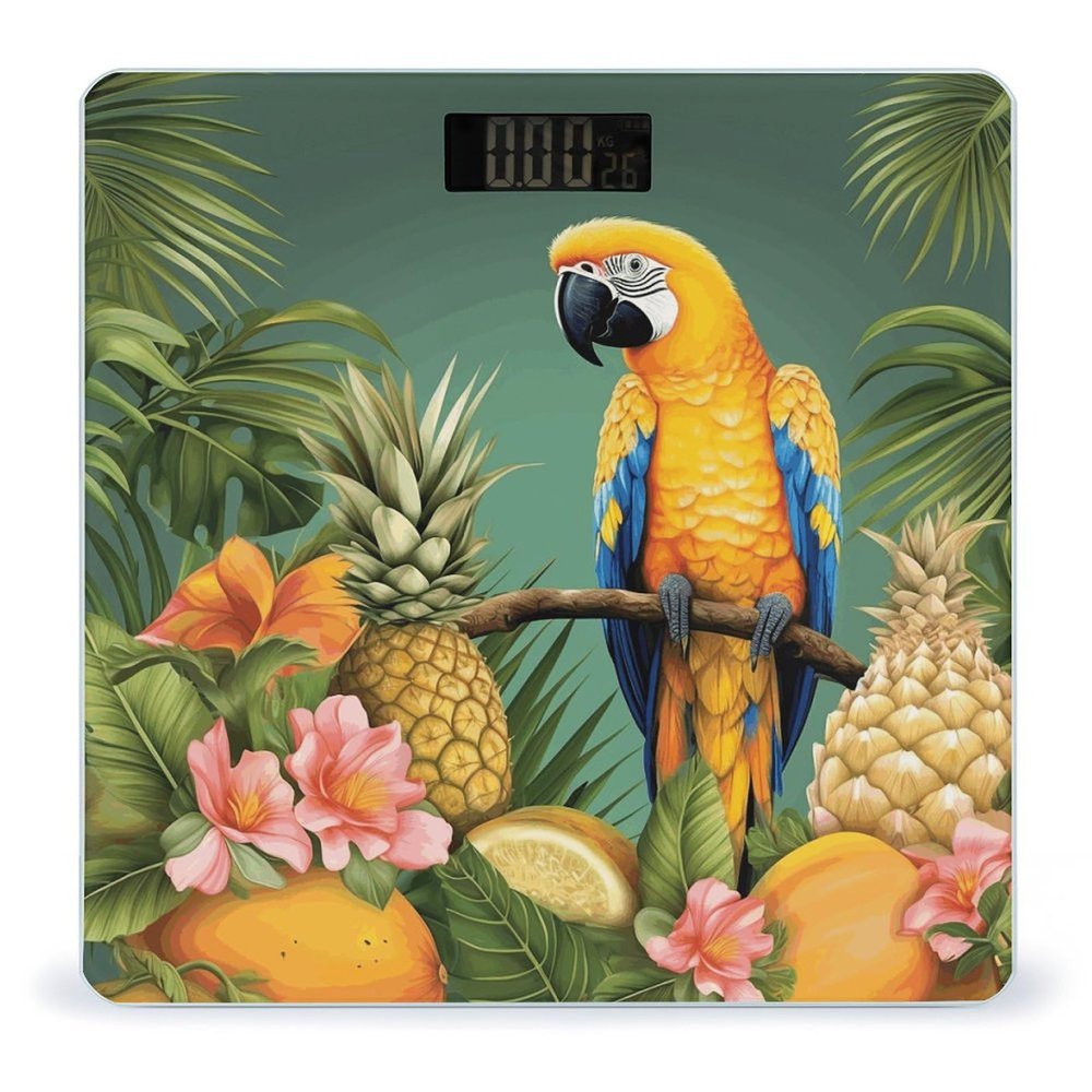 Weight Scale, Summer Parrot Pineapple Bird Print Digital Scale Bathroom Scale LCD Display Scale Body Weight Scale Portable Scale