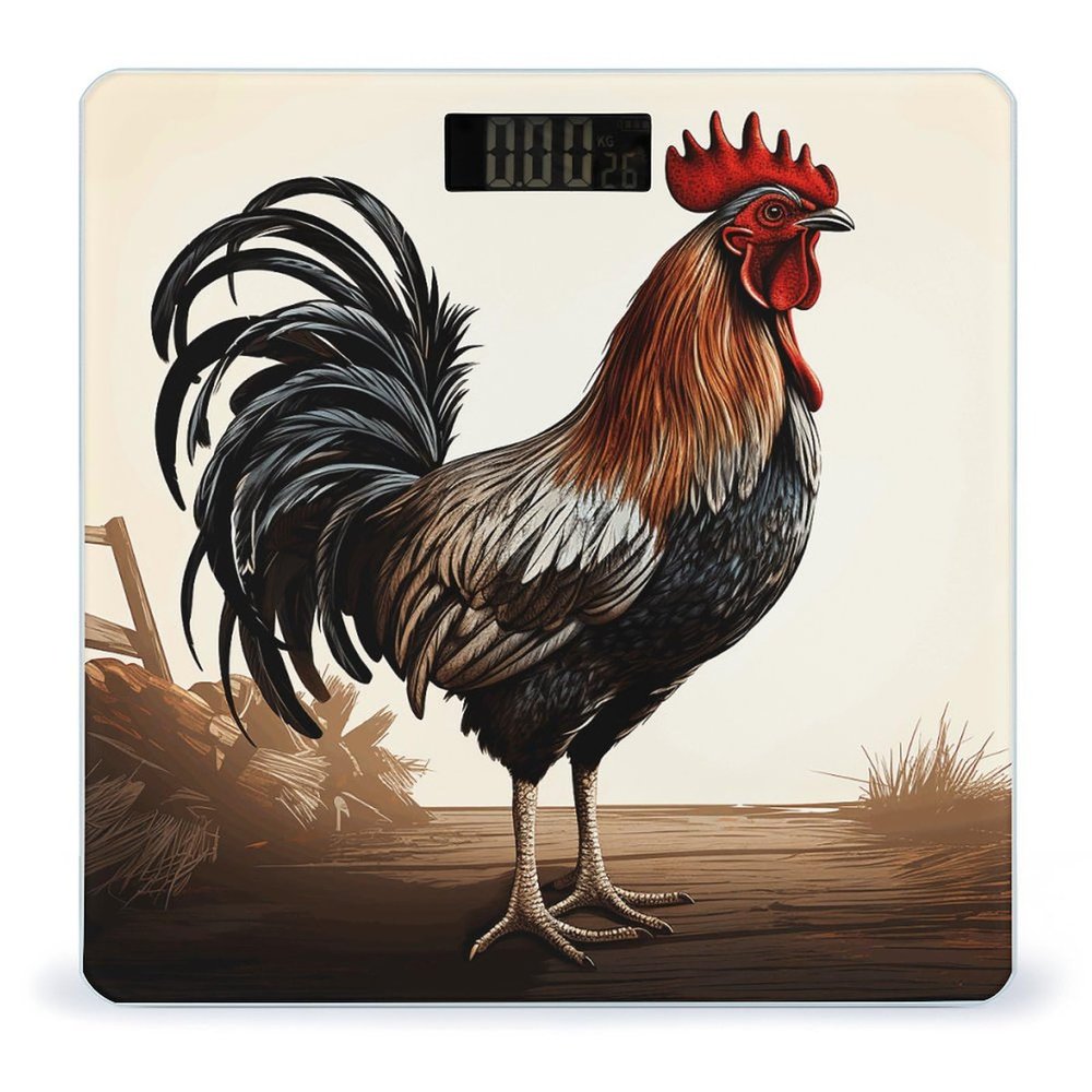 Weight Scale, Rooster Print Digital Scale Bathroom Scale LCD Display Scale Body Weight Scale Portable Scale