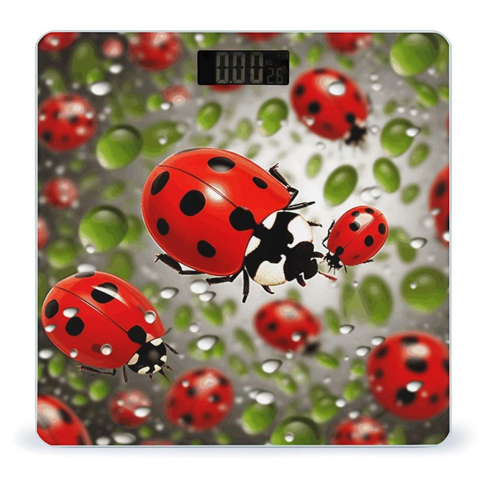 Weight Scale, Ladybug Print Digital Scale Bathroom Scale LCD Display Scale Portable Scale Fitness Scale Household Scale