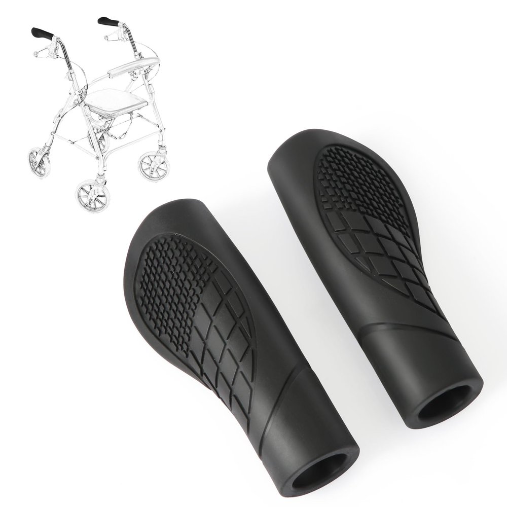 2pcs Rollator Hand Grips, Universal Rollator Handle Covers Anti-Slip Comfort Cushion Walker Grip Pads Crutch Hand Grips for Wheelchair Walker Knee Walker Replacement Parts Accessories, 1 Inch